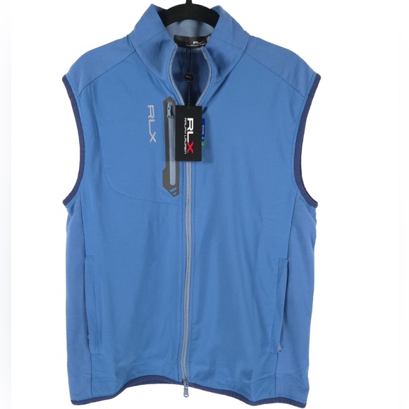NWT RLX RALPH LAUREN GOLF Mock Neck Full Zip Wicking Tech Terry Hybrid Vest Sz S